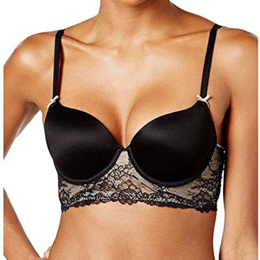Heidi Klum Heidi Lace Trim Smooth Longline Bra - Black 32C